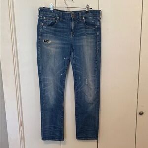 Madewell Distressed Blue Straight Leg Jeans